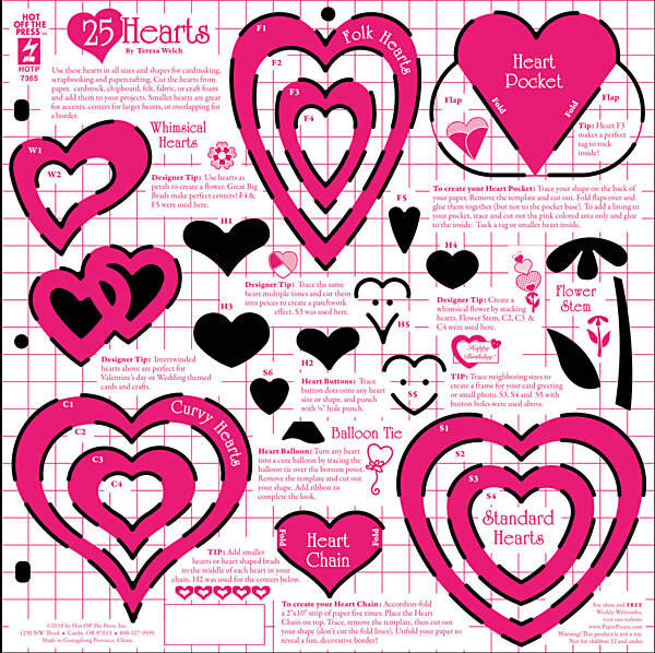 Template Hearts12x12 inch