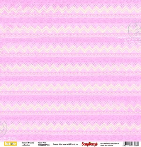 Scrapbooking Einzelpapier Sweet Dreams Wavy Pink12x12 inch